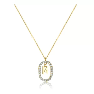 Colar Feminino Pingente Inicial Banhado em Ouro 18K - Melborny