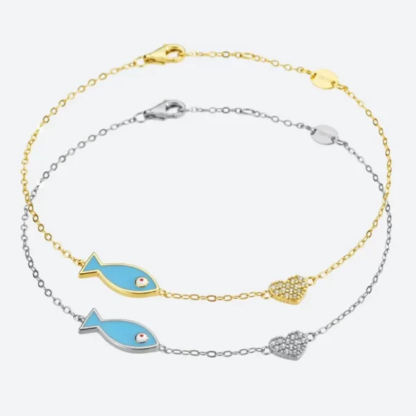 Pulseira Feminina Delicada Peixinho Prata 925 - Melborny