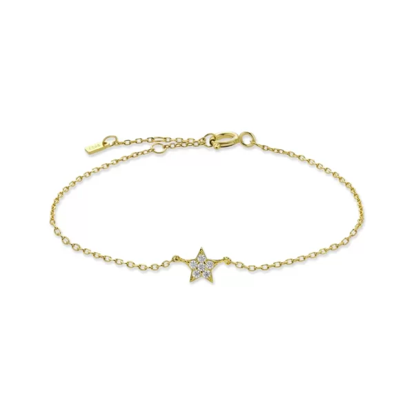 Pulseira Feminina Delicada Estrela em Prata 925 - Melborny