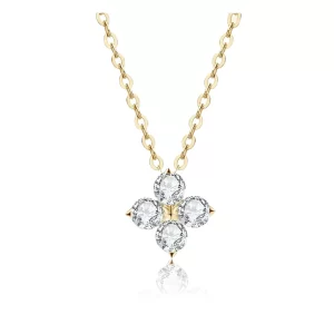 Colar Trevo Pedra Moissanite Elegante – Banho em Ouro 18K - Melborny