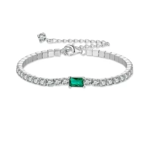 Pulseira Zircônias com Esmeralda Verde – Prata 925 - Melborny